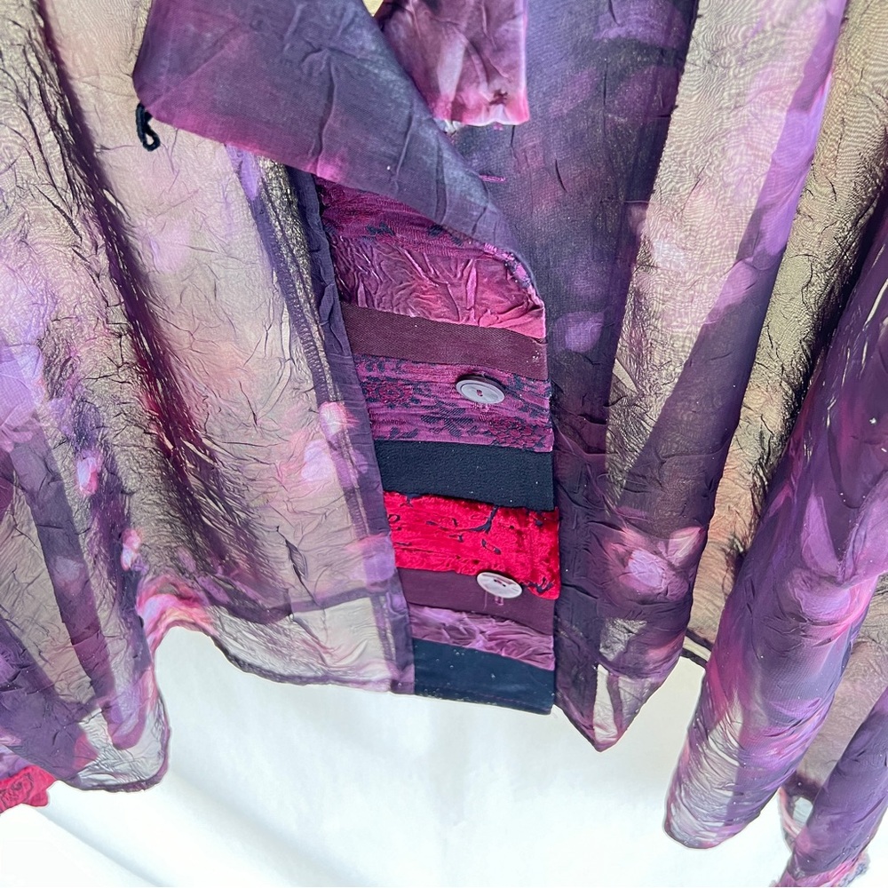 VTG1980s Donna Jessica size 3 Sheer Purple Cropped Long Sleeve Blouse - Picture 7 of 16